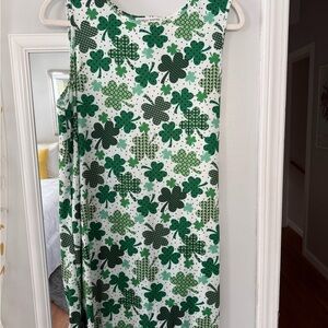 Green Clover Print Women's Dress